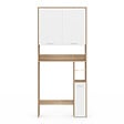 ID MARKET - Meuble étagère dessus WC WALLIS bois façon hêtre et blanc - vignette