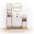 5 FIVE SIMPLY SMART - Meuble sous lavabo en Bambou et Bois Blanc 2 Portes H 80 cm - vignette