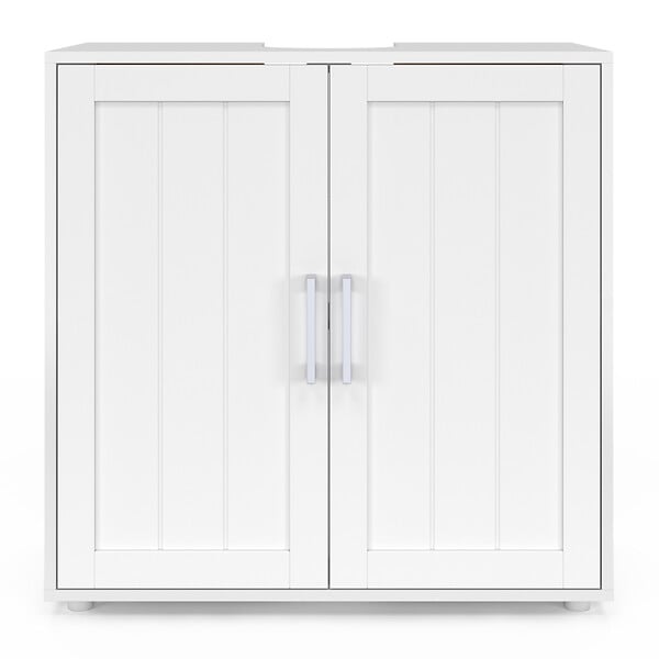 ID MARKET - Meuble sous lavabo salle de bain WALDO bois blanc - large