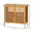 KLEANKIN - Meuble sous-vasque 2 portes à lattes - dim. 66L x 29l x 61,5H cm - bois de bambou verni - vignette
