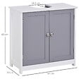 KLEANKIN - Meuble salle de bain - meuble sous-vasque - placard 2 portes avec étagère - dim. 60L x 30l x 60H cm - MDF gris blanc - vignette