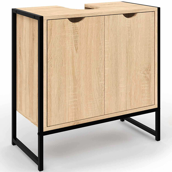 ID MARKET - Meuble sous lavabo salle de bain DETROIT design industriel - large