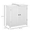 KLEANKIN - Meuble vasque - meuble sous-vasque - 2 portes rainurées avec étagère réglable - poignées métal chromé - dim. 60L x 30l x 60H cm - blanc - vignette