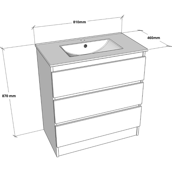 GODART - Meuble salle de bain 80 cm A poser - Plan vasque céramique - Effet bois strié - Karaib 2 - large