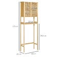 KLEANKIN - Meuble WC meuble dessus toilettes style cosy dim. 60L x 23l x 173H cm portes à lattes étagère bambou MDF aspect bois clair - vignette
