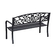 OUTSUNNY - Banc de jardin terrasse en acier fonte noir 3 places 127 x 60 x 87 cm charge max 220 Kg - vignette