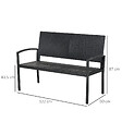 OUTSUNNY - Banc de jardin 2 places style cosy chic résine tressée 4 fils imitation rotin noir - vignette