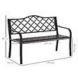 OUTSUNNY - Banc 3 places de jardin terrasse style rural chic 128L x 60l x 89H cm métal époxy anticorrosion fonte brun - vignette