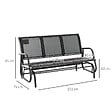OUTSUNNY - Banc à bascule de jardin 3 places design contemporain grand confort accoudoirs assise et dossier ergonomique acier textilène noir - vignette