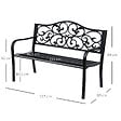 OUTSUNNY - Banc 3 places de jardin terrasse style cosy chic 127L x 60l x 89H cm métal époxy anticorrosion noir - vignette