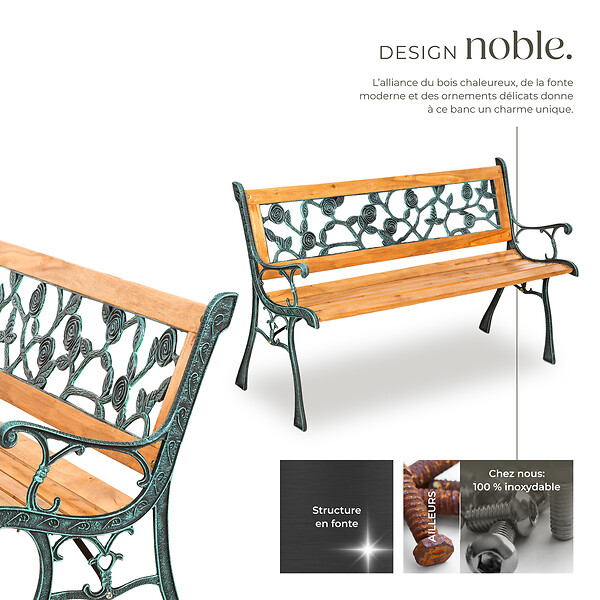 TECTAKE - Banc de jardin MARINA 2 places 124 x 52 x 74 cm marron - large