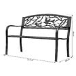 OUTSUNNY - Banc 3 places de jardin terrasse style rural chic 127L x 60l x 85H cm métal époxy anticorrosion noir - vignette