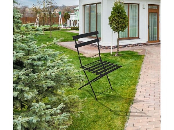 CHALET & JARDIN - Lot de 2 chaises de jardin pliantes Bistrot - Noir - large