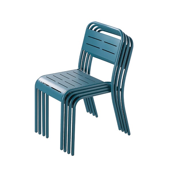 CONCEPT USINE - Lot de 6 chaises en acier bleu BERGAME - large