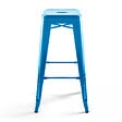 OVIALA - Lot de 4 tabourets de bar acier bleu brillant - vignette