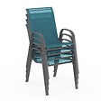 ID MARKET - Lot de 4 chaises de jardin LYMA métal et textilène empilables bleu canard - vignette