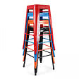OVIALA - Lot de 4 tabourets de bar acier rouge brillant - vignette