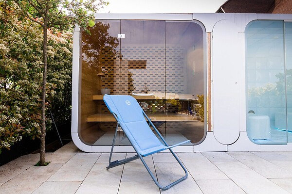 O'SUN - Lot de 2 chiliennes de jardin pliables - 4 positions - Bleu - Dimensions : 96 x 55 x 98 cm - large
