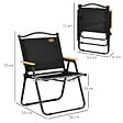 OUTSUNNY - Lot de 2 chaises de plage camping pliantes - poignée - structure acier aspect bois oxford noir - vignette