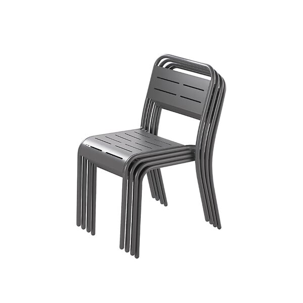 CONCEPT USINE - Lot de 4 chaises en acier gris foncé BERGAME - large