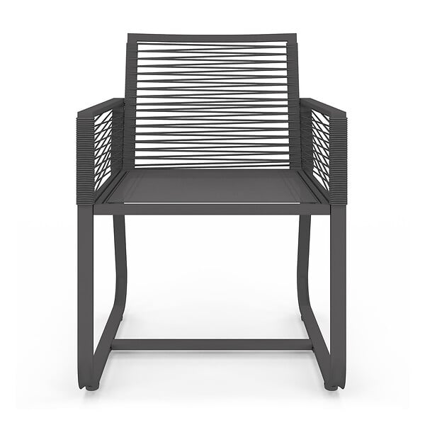 ID MARKET - Lot de 2 fauteuils de jardin ODESSA métal et cordage gris - large