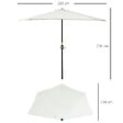 OUTSUNNY - Demi parasol - parasol de balcon 5 entretoises métal polyester 2,69L x 1,38l x 2,36H m crème - vignette