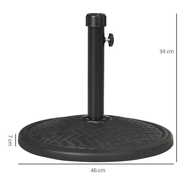 OUTSUNNY - Pied de parasol rond base de lestage Ø 46 x 34 cm métal motif zig zag poids net 14 Kg noir - large