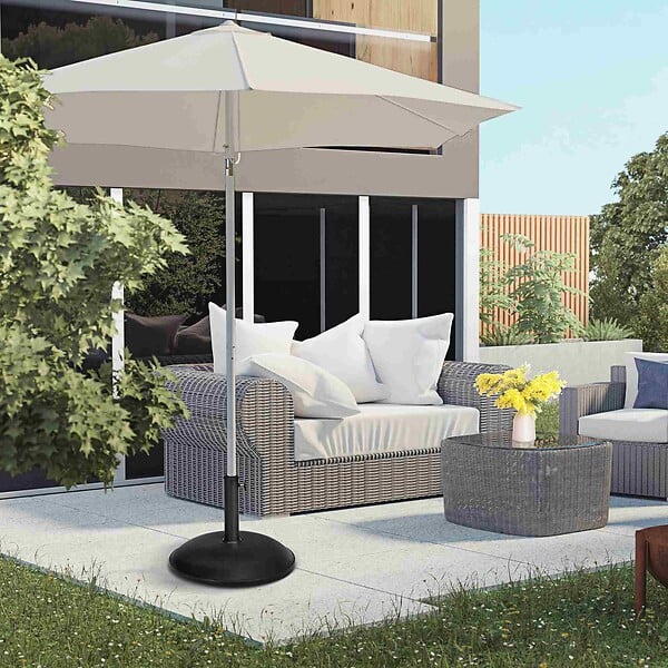 OUTSUNNY - Pied de parasol rond base de lestage parasol Ø 45 x 36H cm poids net 20 Kg ciment PVC gris noir - large