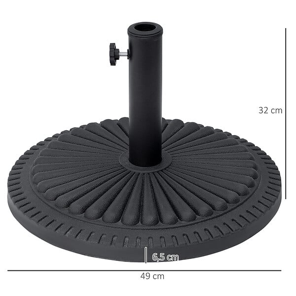 OUTSUNNY - Pied de parasol base de lestage parasol rond ciment HDPE motif rosace Ø 49 cm poids net 15 Kg noir - large