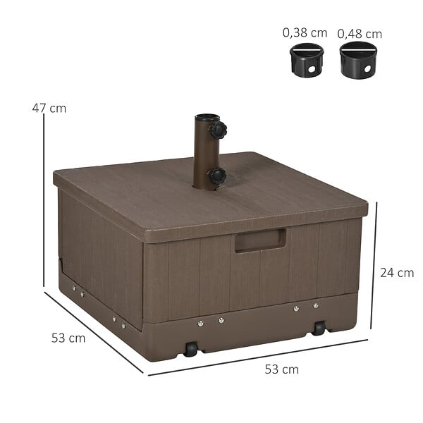 OUTSUNNY - Pied de parasol table d'appoint jardinière 3 en 1 marron - large