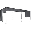 ID MARKET - Pergola coulissante 2 pans 3x6 M belvédère de jardin toile gris anthracite - vignette