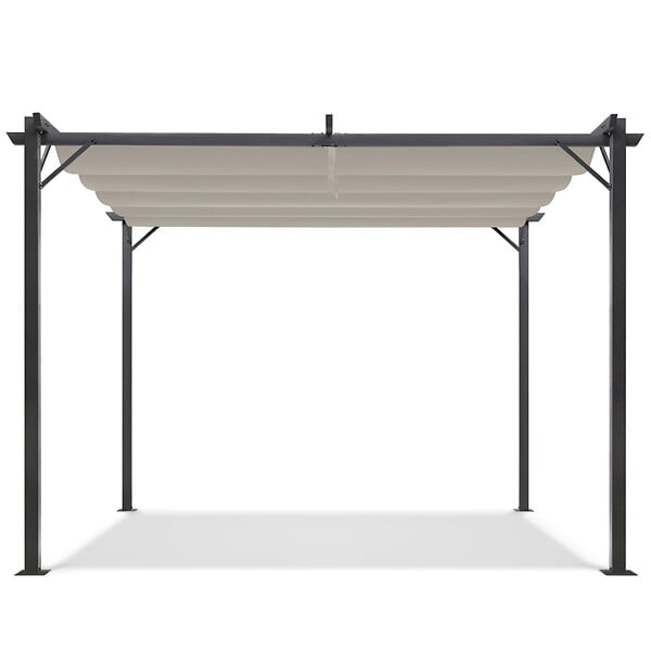ID MARKET - Pergola toit rétractable 4 pieds 3x4 M tonnelle taupe - large