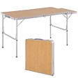 OUTSUNNY - Table pliante table de camping table de jardin avec rallonge hauteur réglable aluminium MDF imitation bambou - vignette