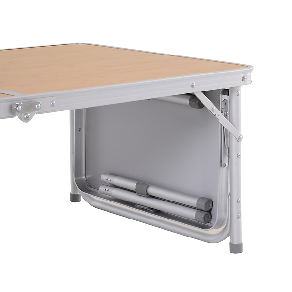 OUTSUNNY - Table pliante table de camping table de jardin avec rallonge hauteur réglable aluminium MDF imitation bambou - large
