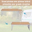 OUTSUNNY - Table pliante table de camping table de jardin avec rallonge hauteur réglable aluminium MDF imitation bambou - vignette
