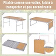 OUTSUNNY - Table pliante table de camping table de jardin avec rallonge hauteur réglable aluminium MDF imitation bambou - vignette