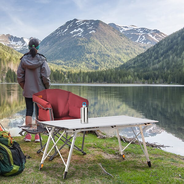OUTSUNNY - Table pliante en aluminium table de camping table de jardin 6 personnes hauteur réglable + sac de transport - large