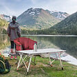 OUTSUNNY - Table pliante en aluminium table de camping table de jardin 6 personnes hauteur réglable + sac de transport - vignette