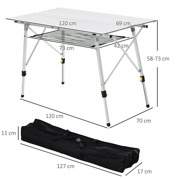 OUTSUNNY - Table pliante en aluminium table de camping table de jardin 6 personnes hauteur réglable + sac de transport - large