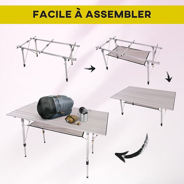 OUTSUNNY - Table pliante en aluminium table de camping table de jardin 6 personnes hauteur réglable + sac de transport - large
