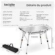 TECTAKE - Table de camping Tina en aluminium, pliable et réglable en hauteur argent - vignette
