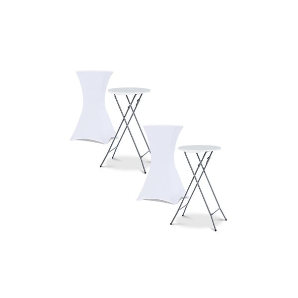 ID MARKET - Lot de 2 housses blanches pour table haute pliante 105 cm - large
