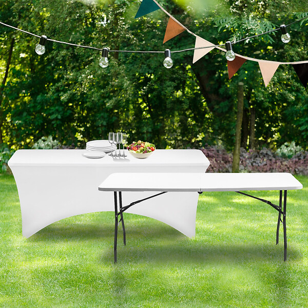 ID MARKET - Housse blanche pour table pliante 180 CM - large