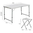 ID MARKET - Table de camping pliante réglable en hauteur 120 cm et 4 tabourets blanc - vignette