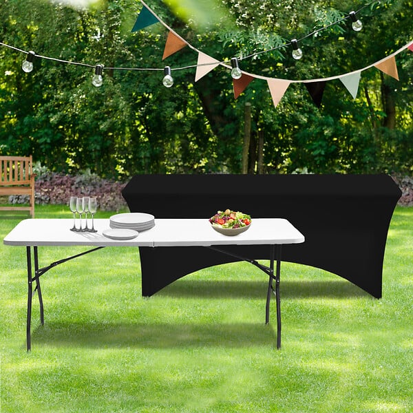 ID MARKET - Housse noire pour table pliante 180 CM - large