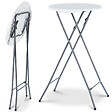 ID MARKET - Lot de 2 tables hautes pliantes 105 CM et 2 housses blanches - vignette