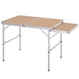 OUTSUNNY - Table pliante table de camping table de jardin avec rallonge hauteur réglable aluminium MDF imitation bambou - vignette