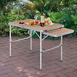 OUTSUNNY - Table pliante table de camping table de jardin avec rallonge hauteur réglable aluminium MDF imitation bambou - vignette