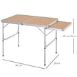 OUTSUNNY - Table pliante table de camping table de jardin avec rallonge hauteur réglable aluminium MDF imitation bambou - vignette