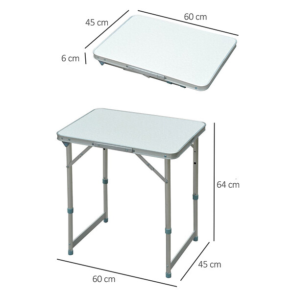 OUTSUNNY - Table pliante table de camping table de jardin hauteur réglable aluminium MDF blanc - large